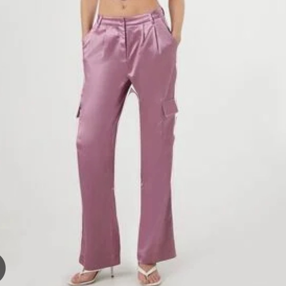 Pink Satin Trouser Cargo Pants